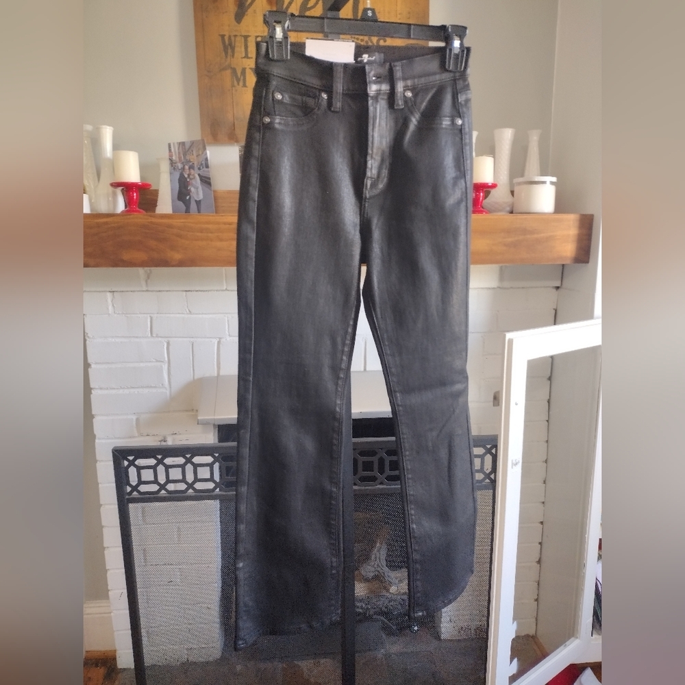 NEW 7 For All Mankind coated Black Jeans